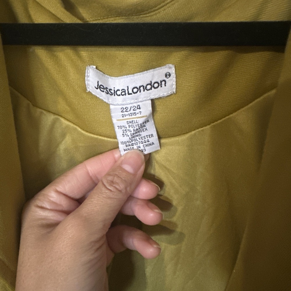 Jessica London Overcoat Blazer Jacket Womens 24‎ Green Lined Shawl Collar - Picture 5 of 8
